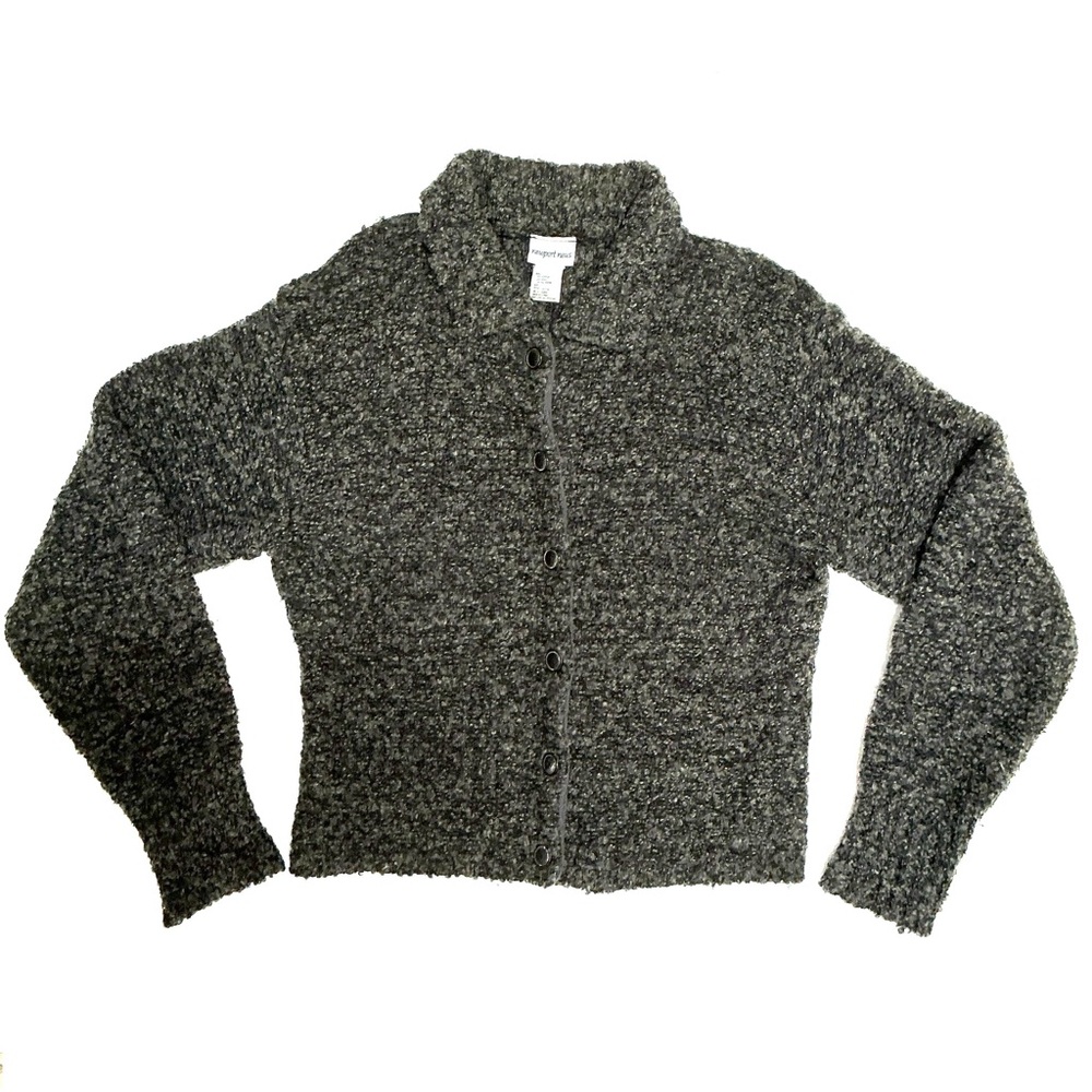 Newport News Dark Gray Boucle Sweater Cardigan